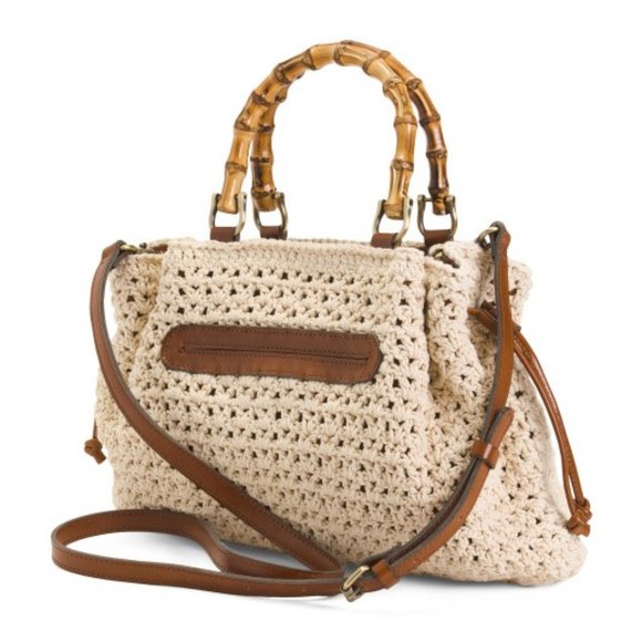 Patricia Nash Cantinella Crochet Bag with Bamboo Handles - SOFT GREEN - Picture 5 of 6